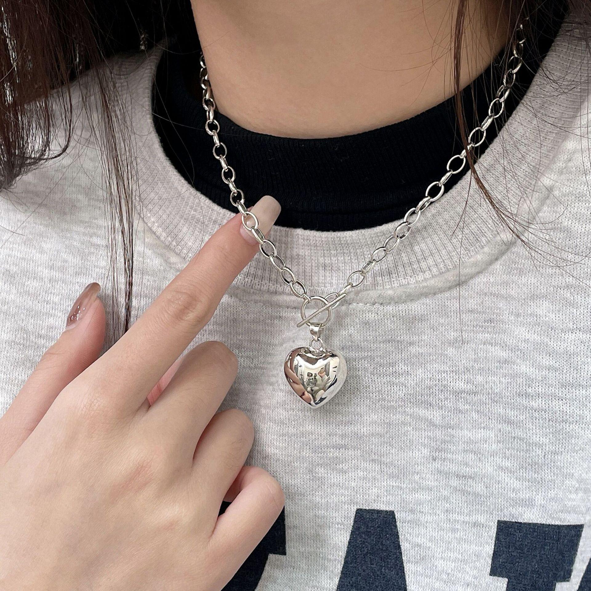 

Ожерелье-сердце из стерлингового серебра 925 пробы - Минималистичный корейский и японский стиль