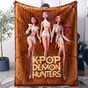 On The Go KPop Devil Hunter Blanket Small Cover Blanket Lightweight Foldable For Cars Offices Napping Bedrooms Sofa All Seasons