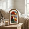 Vintage Framed Wall Art, Curved Wooden Floral Wall Art, Arched Wood Framed Wall Art, Rustic French Country Style Paintings for Bedroom