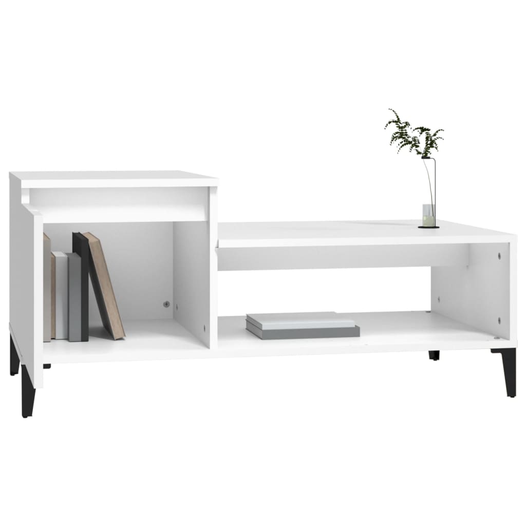 Vidaxl Stolik Kawowy, Biały 100X50X45 Cm, Materiał Drewnopochodny
