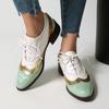 Plus Size 48 Women's Contrast Color Pumps Lace Up Hollow Out Dressy Chunky Heels Round Toe Comfort Daily Footwear