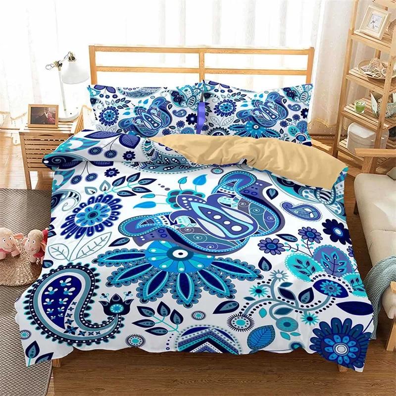 

Comforter Mandala Bohemian 3D Floral Bedding Set Microfiber Geometric Flower Comforter King For Kids Teen Bedroom Decor Comforter (quilt)-EU Single(135*200cm)3pcs
