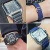 Hochwertiges Gummi-Uhrenarmband für Cartier Santos Armband Santos 100 Serie Schwarz Blau Wasserdichtes Armband Faltschließe Gürtel 21mm