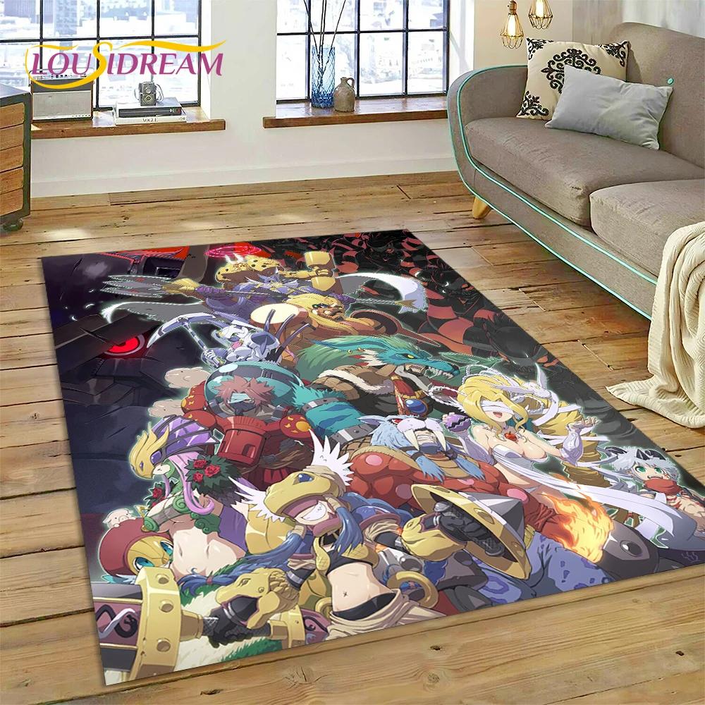 Retro Digimon Adventure Monster Cartoon Carpet Rug for Bedroom Living Room Home Sofa Decoration,Child Game Large Decor Floor Mat