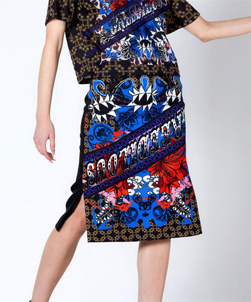 Greedius Tile Print Midi Skirt