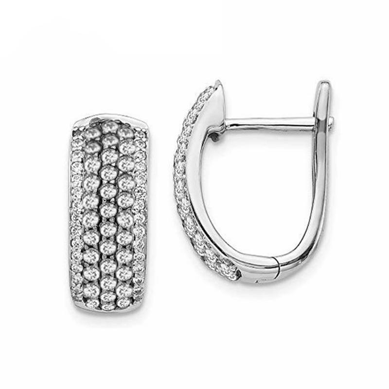 Huitan Novel U Shaped Hoop Earrings for Women Versatile Simple Stylish Accessories White/Black Cubic Zirconia Party Jewelry Hot