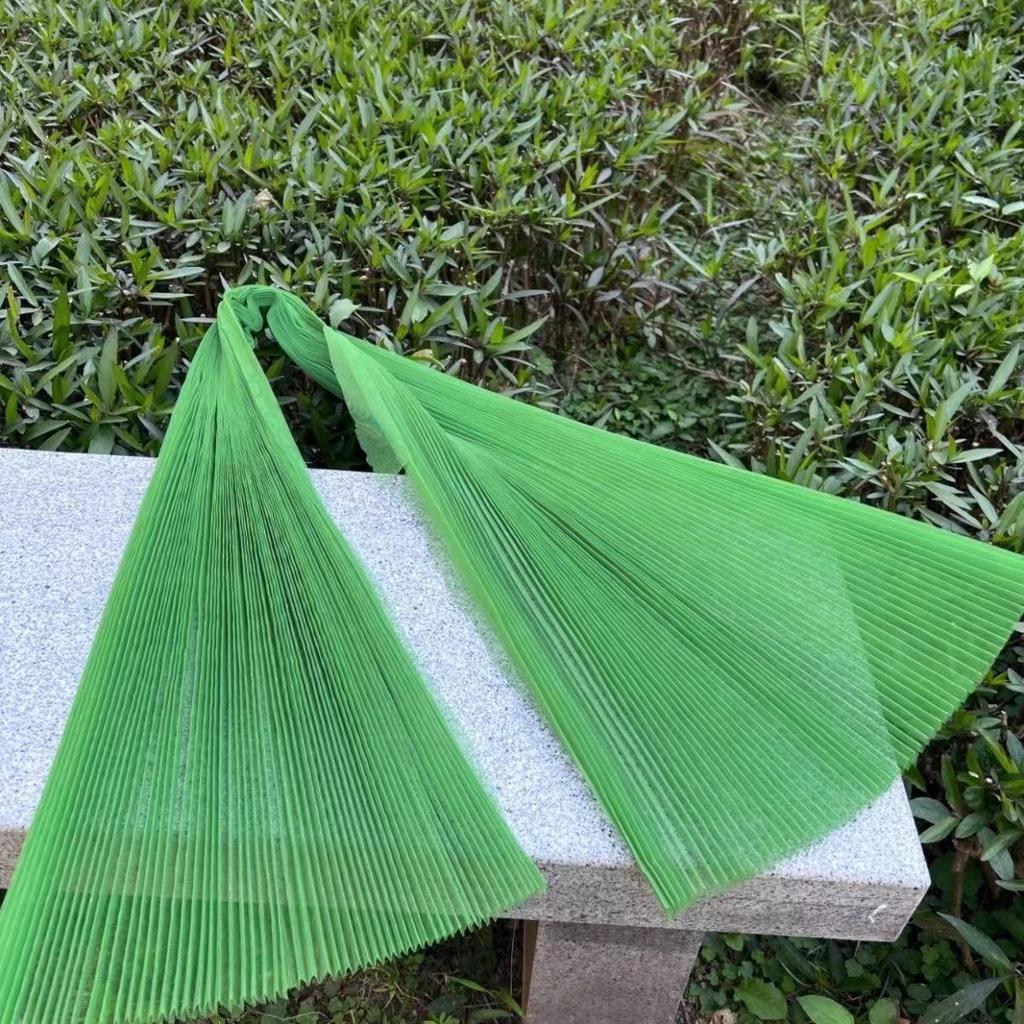 Graduated Designer Handmade Textured Stiff Net Yarn Pleated Fabric
