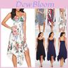 Fashion Summer Womens Sleeveless Vneck Dress With Irregular Printing And Strap Details