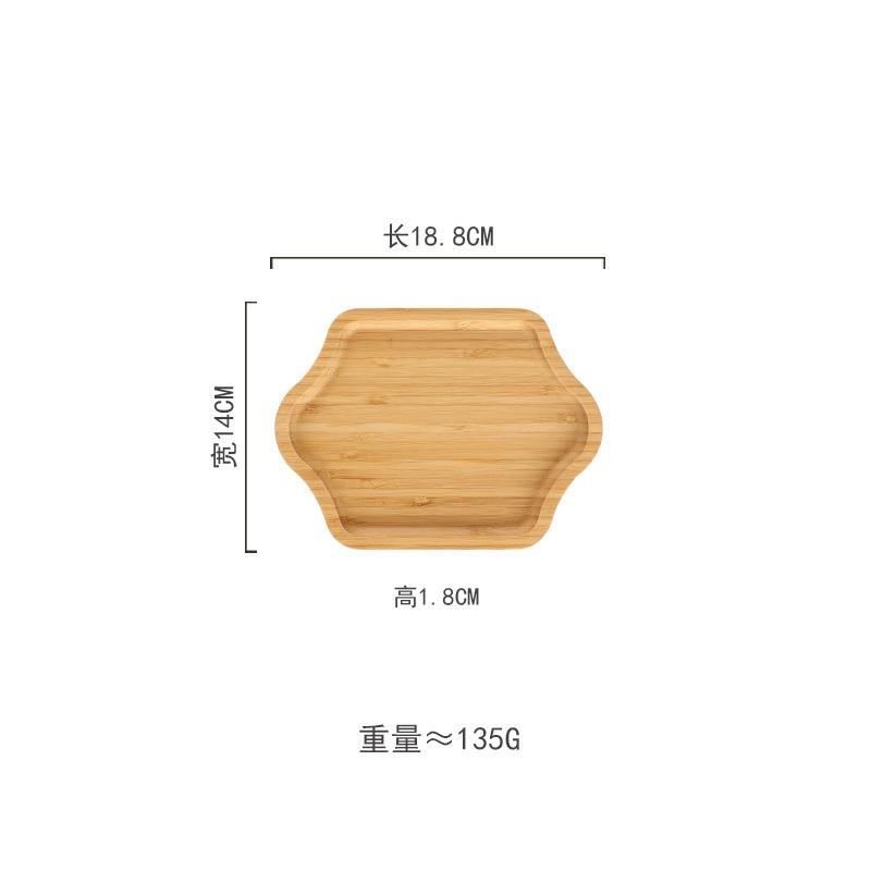 

Japanese bamboo tray morning plate Household hexagonal cake dessert dessert plate