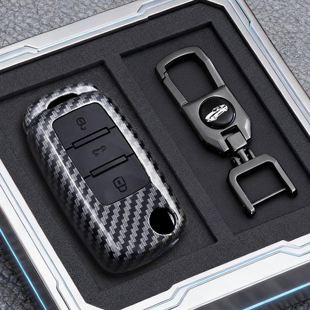 Abs Carbon Fiber Car Key Case Cover For Vw Volkswagen Polo Tiguan Passat B5 B6 B7 Golf 4 5 6 Mk6 Jetta Lavida Skoda Octavia Seat