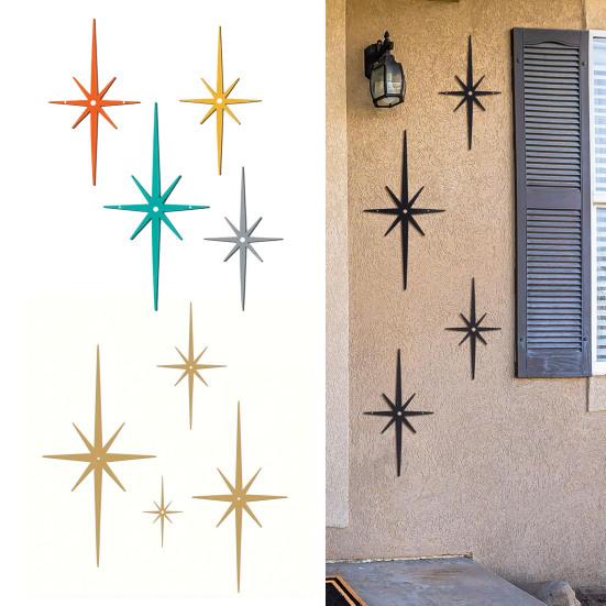 4Pcs Metal Starburst Wall Decoration Retro Mini Mid-Century Starburst Wall Art Sculpture Home Bedroom Living Room Bathroom Wall Decorative Sign