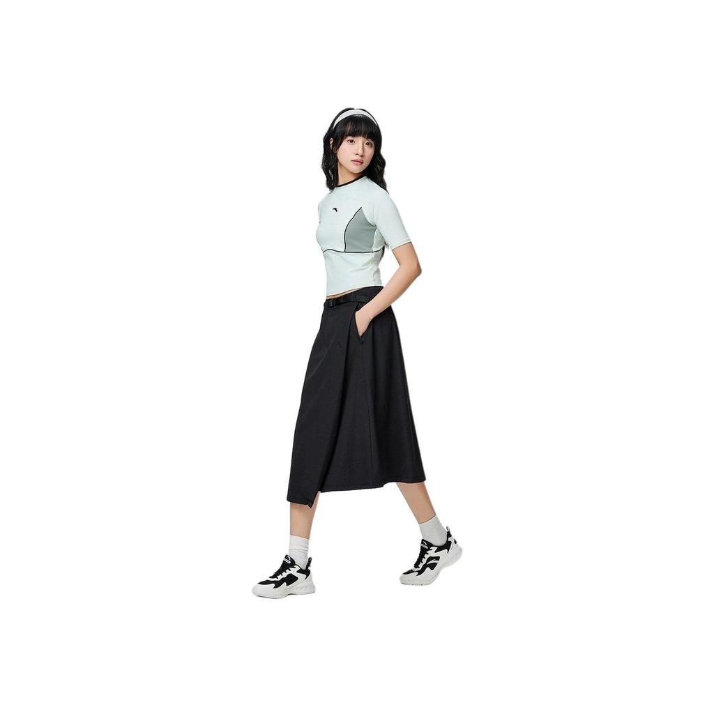 Anta Mode Schnelltrocknend Sport Schlankmachend Unregelmäßig Lässig Langer Rock Damenröcke Basic-Schwarz 162427208-3