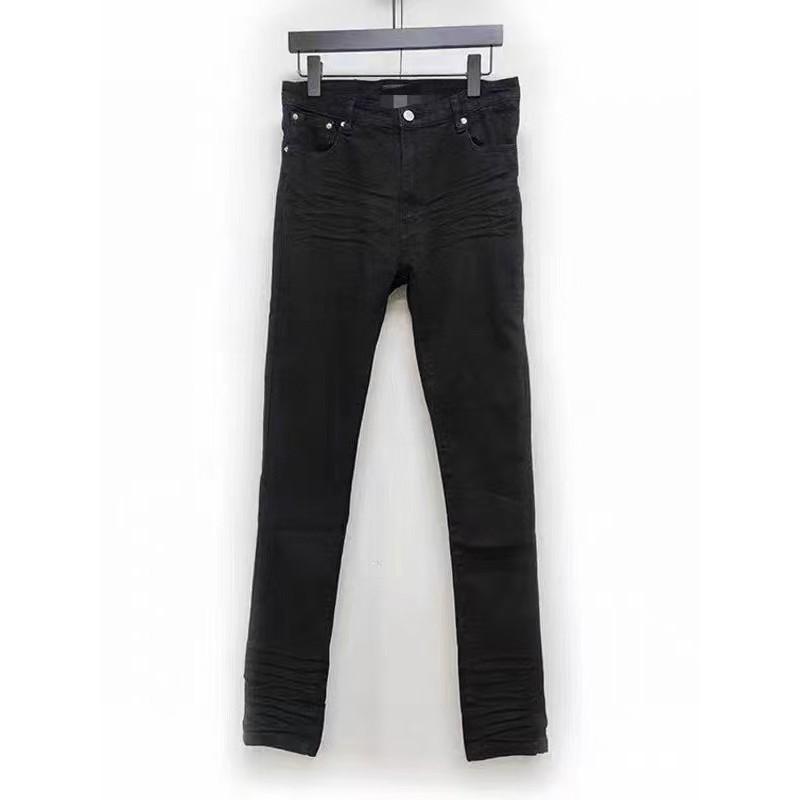 Blugi Negri Subțiri pentru Bărbați din Denim Elasticizați Spălați cu Apă Detalii Uzate Manșetă Mică Stil Casual Adolescenți Adulți