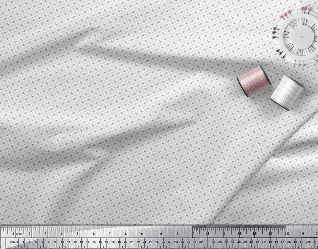 Soimoi Japan Crepe Satin Fabric Check Shirting Print Fabric by Metre 42 Inch