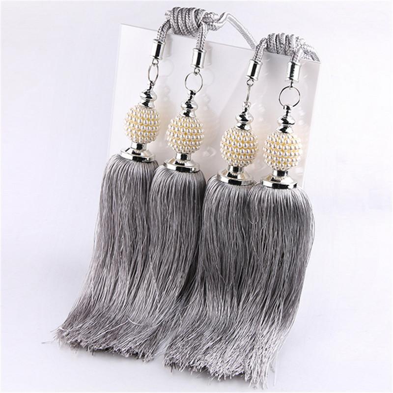 1 Pair Window Curtain Accessories Crystal Hanging Balls Tassel Hand Knitting