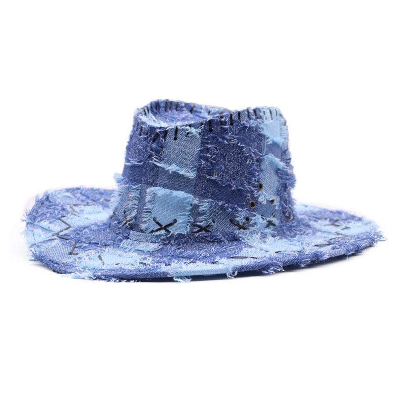 Western Cowboyhut Unisex Vintage Gewaschen Applikation Sonnenschutz Outdoor Reiterkappe TikTok Trendiger Straßenstil