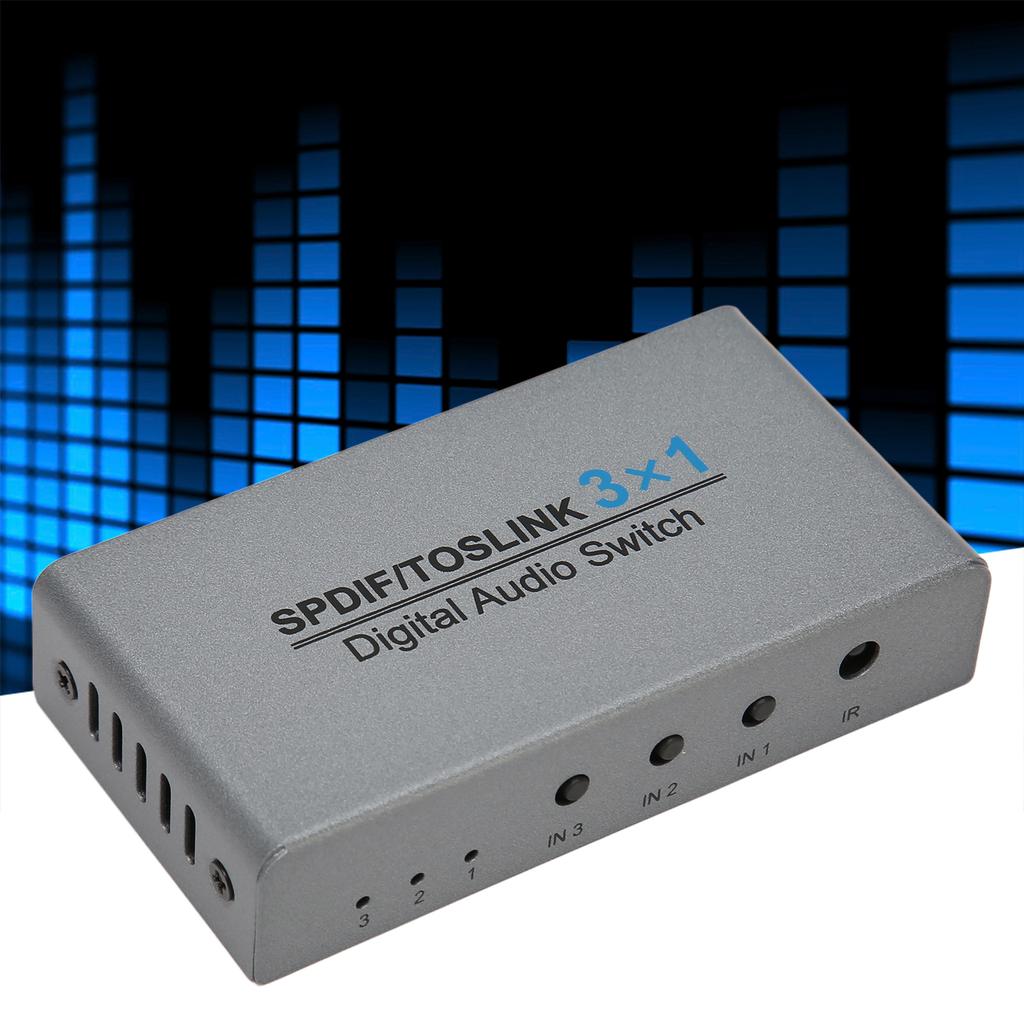 SPDIF für Toslink Digital Optischer Sound Switch 3 in 1 Out Digitaler Sound Switch mit Fernbedienung f