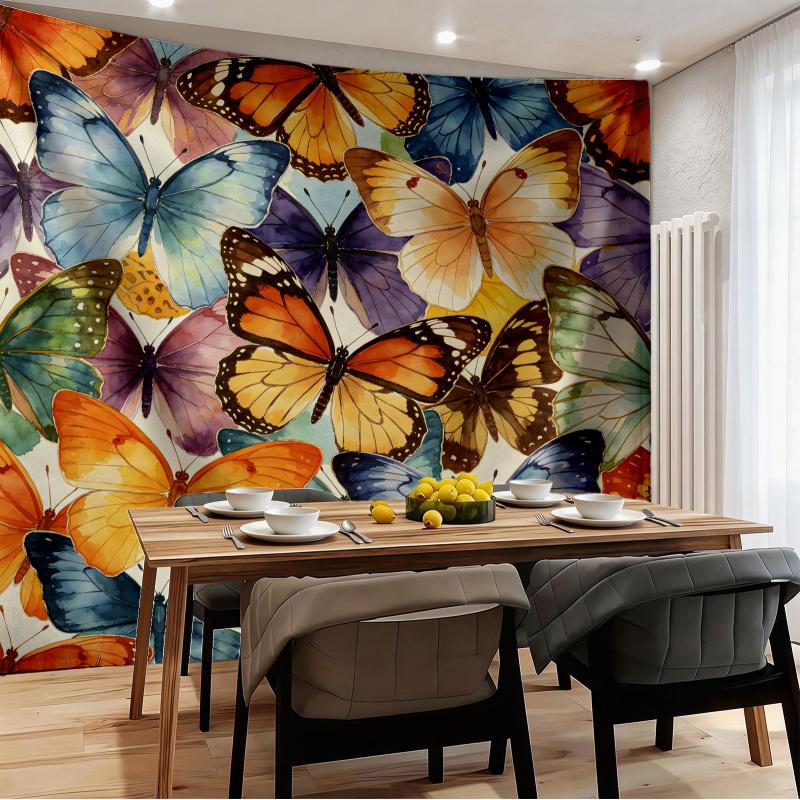 Watercolor Butterfly Print Tapestry, Bohemian Style Wall Hanging, Decorative Backdrop For Bedroom & Dorm, Room Makeover Gift