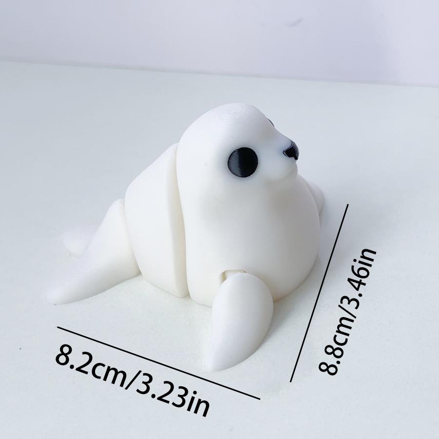 3d Printing Cute And Cute White Seal Model Swinging Plastic Ornament With Movable Joints Creative Desktop Decoration Sculpture