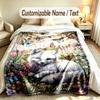 Butterfly Theme Soft Blanket Personalized Custom Name Text Print Warm Blanket Home Sofa Bedroom Decor
