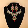 Vintage Ethnic Rhinestone Necklace & Earrings Set