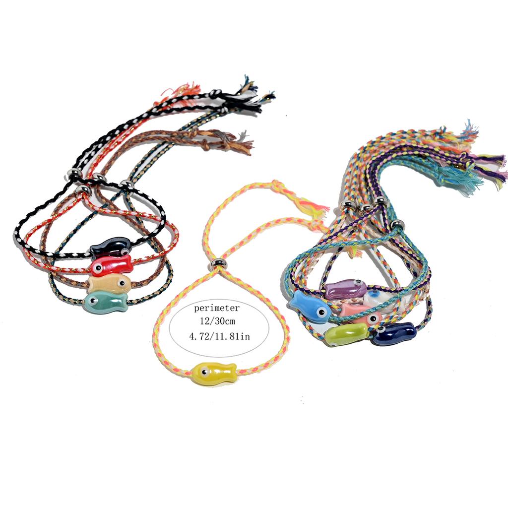 Trendy Multicolored Pull - String Ceramic Fish Bracelet Jewelry Women: Bohemian Style, Ideal for Wrist and Ankle