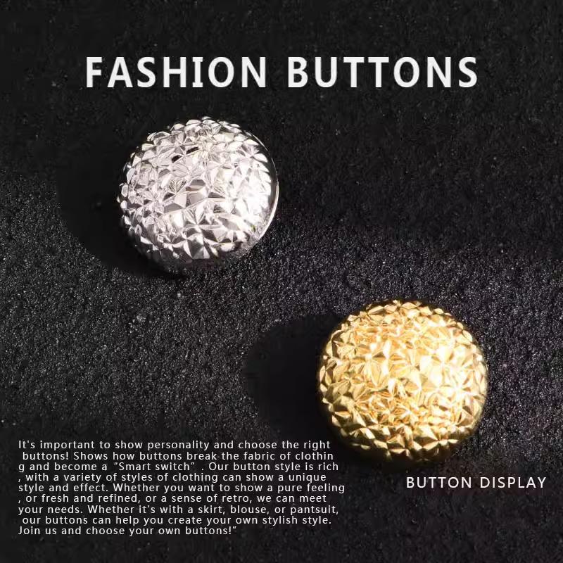10Pcs Metal Buttons Round Gold Coat Trench Coat Wool Clothes Exquisite High-End Coat Buttons Daquan