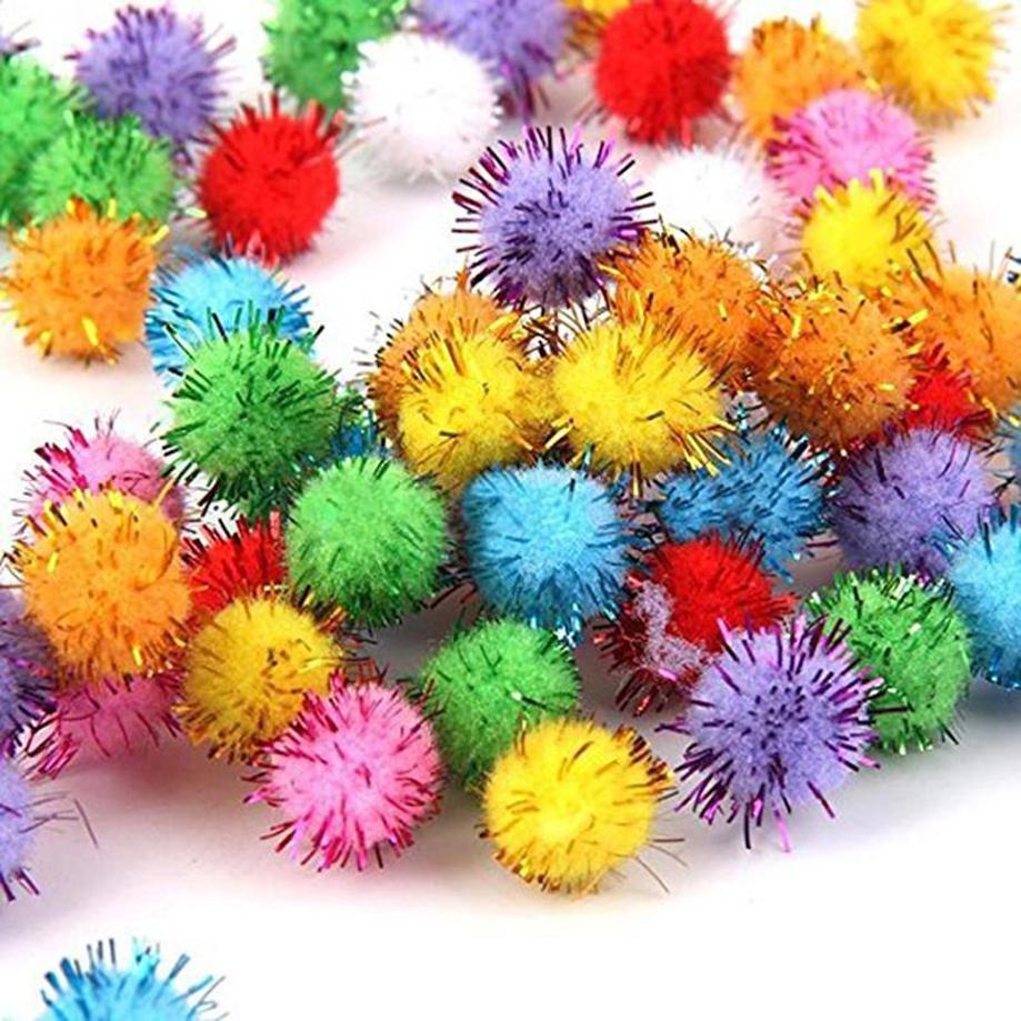 21 Pcs Fluffy Pom Poms Colorful Plush Balls DIY Children Pompoms Balls Cat Pet Puppy Toys Games
