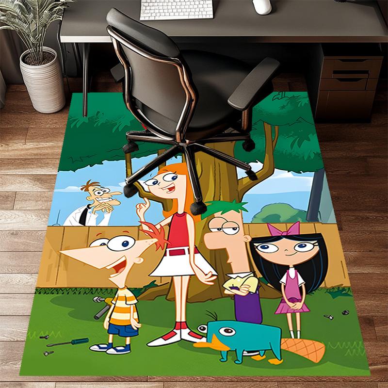 1pc P-Phineas and Ferb Design Printed Area Rug Carpet for Bedroom Living Room Home Decor Rugs Mat Non Slip Mat Rug for Bedside