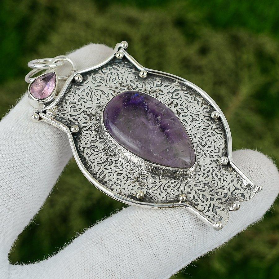 

Распродажа ко Дню сестер Февраль Натуральный Аметист Звезда Розовый Топаз Подвеска Серебро 925