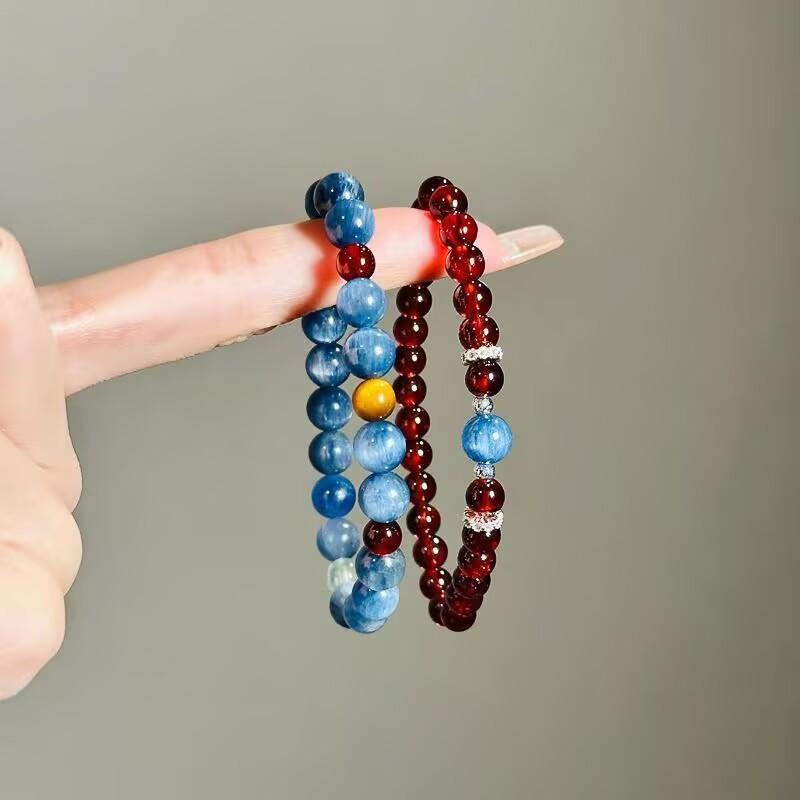 Unique Natural Stone Bead Bracelets Blue Agate Stone Short Bracelets 2025 Trendy Jewelry for Women Lady Gift