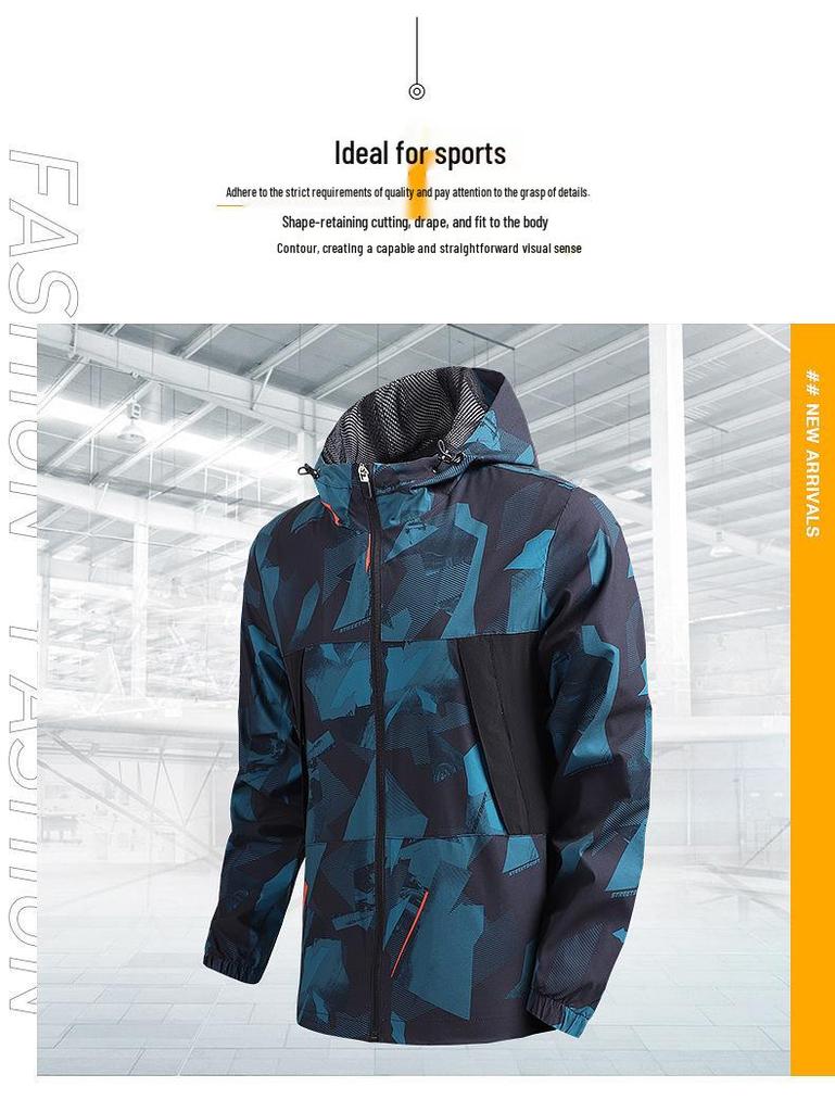 Men's Spring/Autumn Quick-Dry Outdoor Hooded Windbreaker Jacket