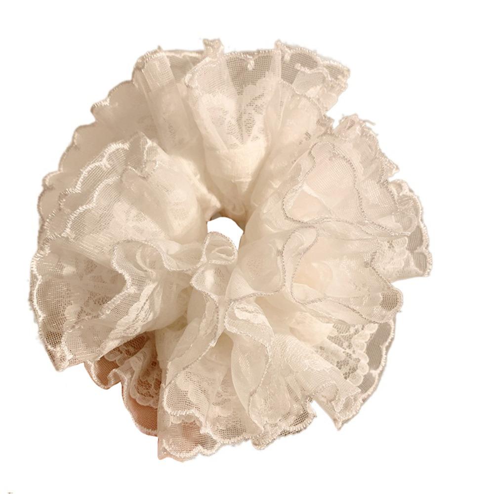 Multilayer Plaid Scrunchies Elastic Exaggerated Hair Ring Exquisite Large Lace Hair Tie  Lady