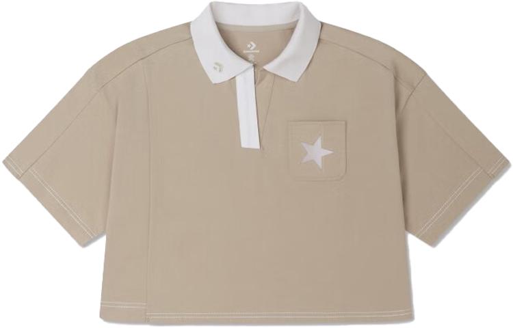 Converse Showcasing Series SS23 Polo Shirts Women s Khaki Polo Collar Moderate Straight Fit 10025875-A03 M