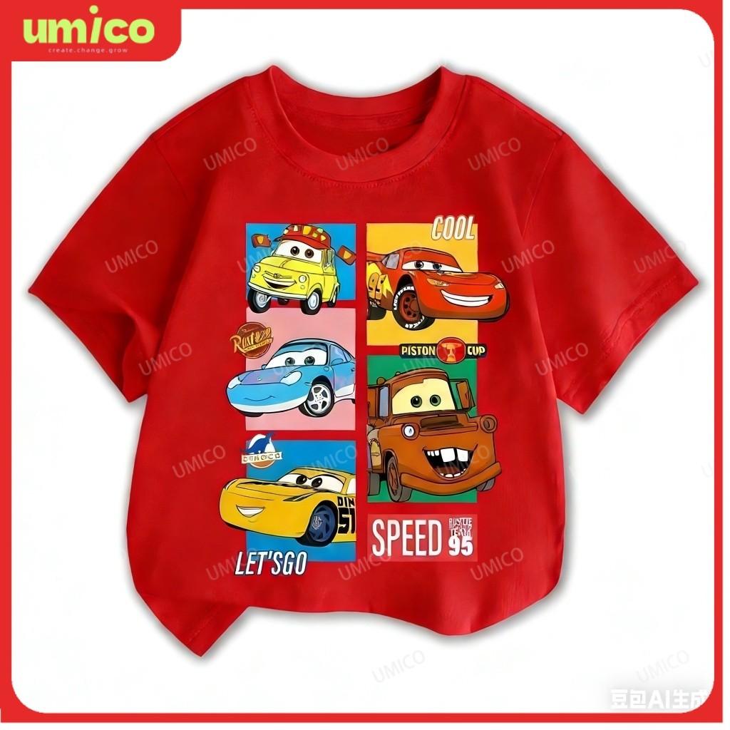 Children s clothing fashion cartoon car round short sleeved T-shirt 140