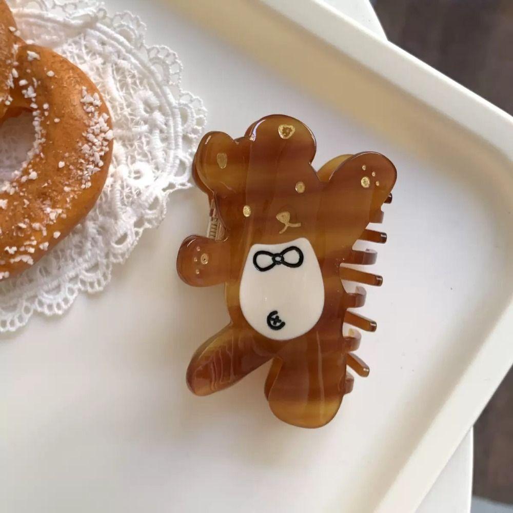 Korean Style Cartoon Bear Shark Clip Swwet Small Hair Claw Trendy Acetic Acid Carb Clip  Female