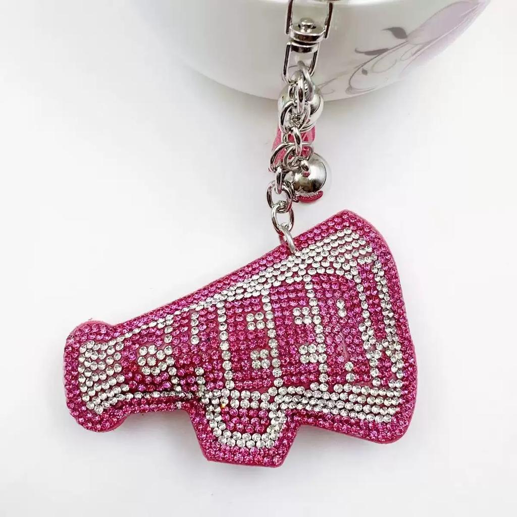 Velvet Korean Hot Diamond Keychain Cheer Squad Creative Letter Horn Keychain Backpack Pendant Gift. For Kids Adults Children's Birthday Gift Holiday