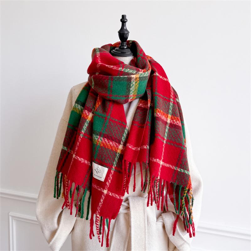 Luxury Women Winter Cashmere Scarf Solid Color Warm Pashmina Blanket Wraps Female Soft Bufanda Tassel Shawl Poncho Echarpe