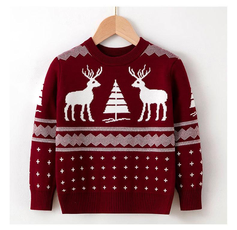 Christmas Boys Girls Sweater Party Pullover Cotton Clothes Kids Autumn Winter Knitwear Top