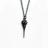 Gothic Steampunk Black 3D Crow Skull Necklace & Red Bead Earrings Set