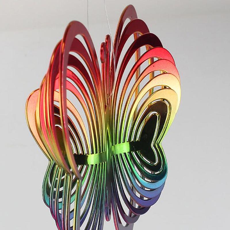 1ks Venkovní Zahrada Závěsná Dekor Přechod Barva Lapač větrné vrtule Šestihranný 3D tekoucí světelný efekt Součásti zvonkohry