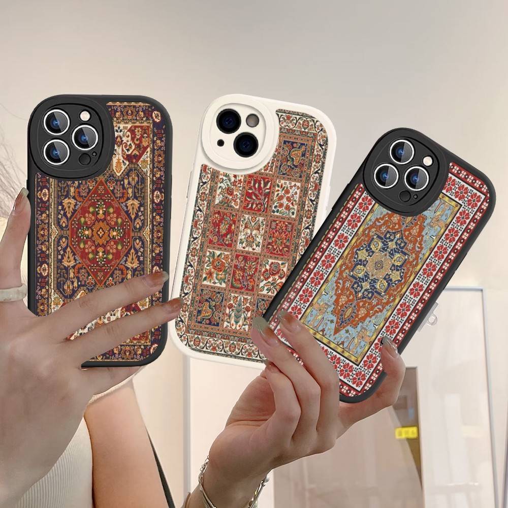 Persian Carpet Floral Pattern Phone Case Hard Leather For IPhone 16 15 14 13 12 Mini 11 14 Pro Max Xs X Xr 7 8 Plus Fundas