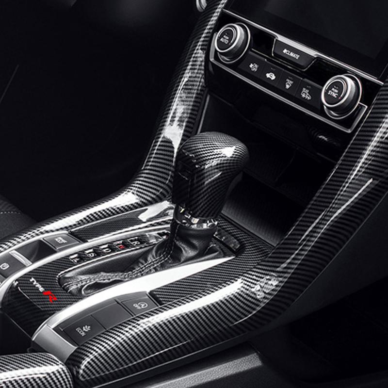 A42M-Armrest Box Protective Covers Carbon Fiber Car Central Armrest Decorative Modification For Honda Civic 10Th 2016 2017 2018