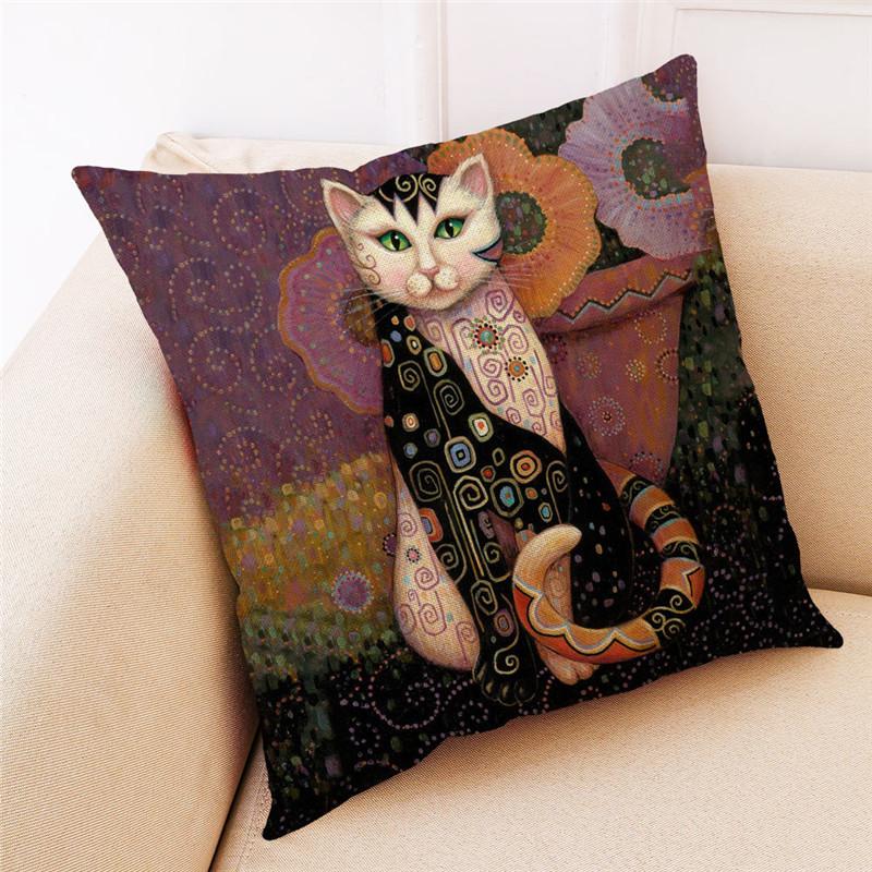 Federa per cuscino con stampa di gatti vintage, per soggiorno, divano, camera da letto, decorazione