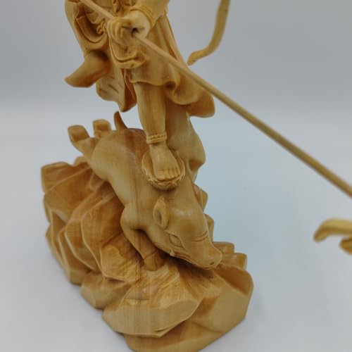 Marishiten Buddha Statue, Premium Cypress Wood Carving, 21cm Tall, Guardian Deity, Buddhist Altar, Buddhist Room, Wood Carving