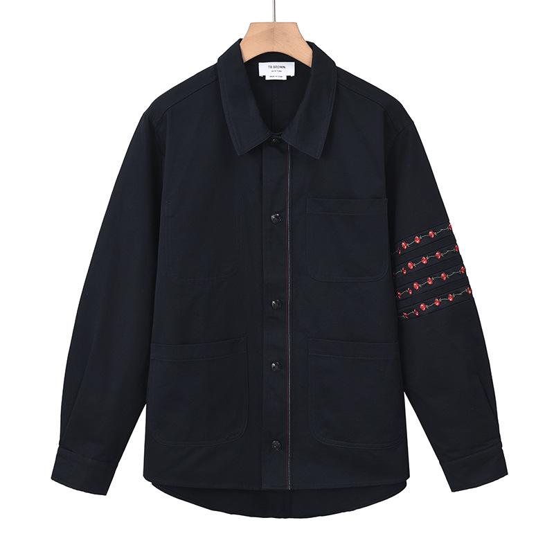 TB BROWIN 2025 Men's Embroidered Shirt Collar Jacket - Autumn/Winter Casual Wear