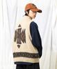 GLACK Gnt065 Ugly Navajo Zip-Up Knit Vest (Beige)