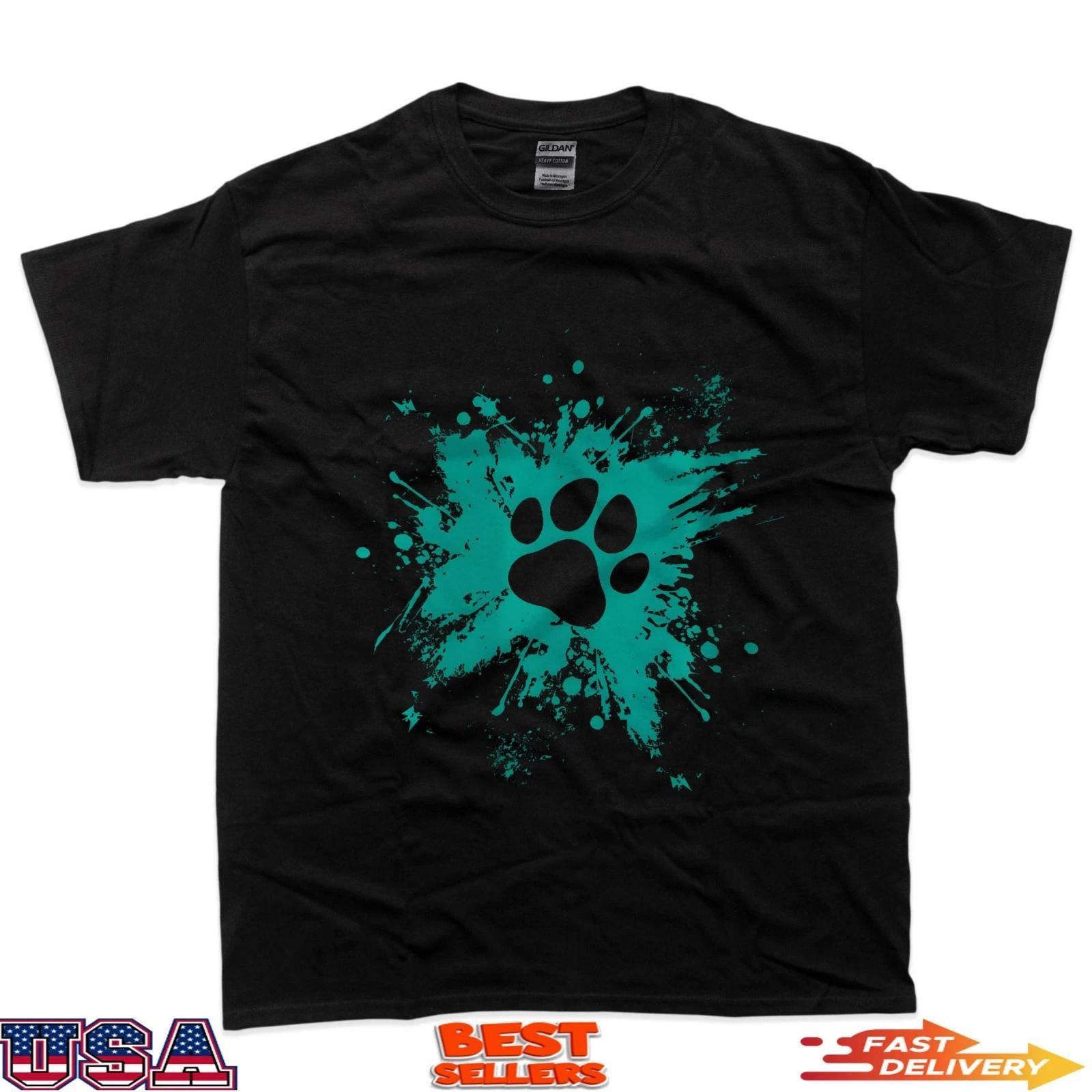 Dog Paw Print Splash Of Color T-Shirt 2XL