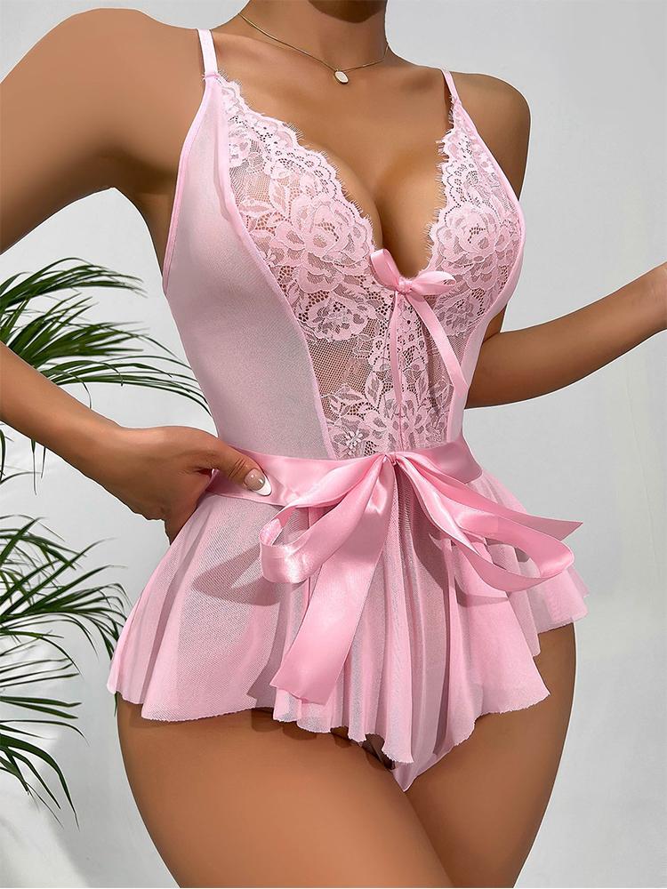 Sexy Lingerie For Women Transparent Porno Teddy Costumes Babydoll Lace Dress Plus Size Underwear Open Bra Sleepwear Lingerie