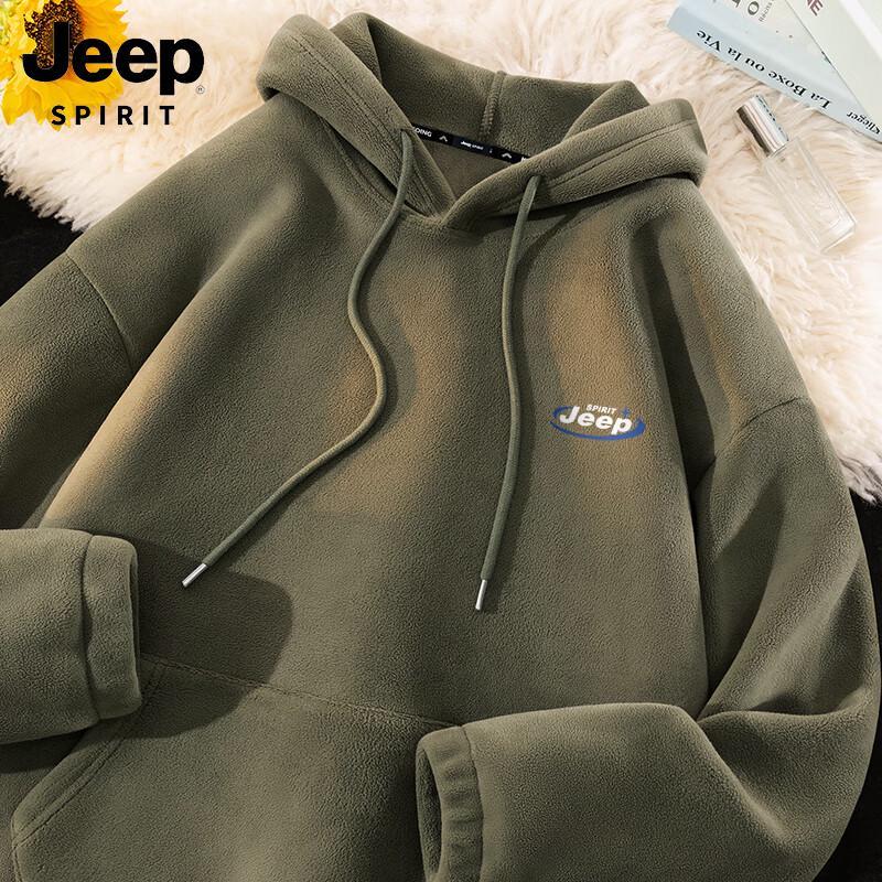 JEEP SPIRIT Men s Fleece Lined Hooded Pullover M
